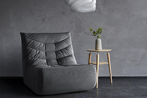 Черное бескаркасное кресло Смайл из рогожки 